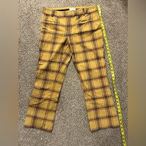 Anthropologie Mustard and Multicolor Plaid Cropped Pants